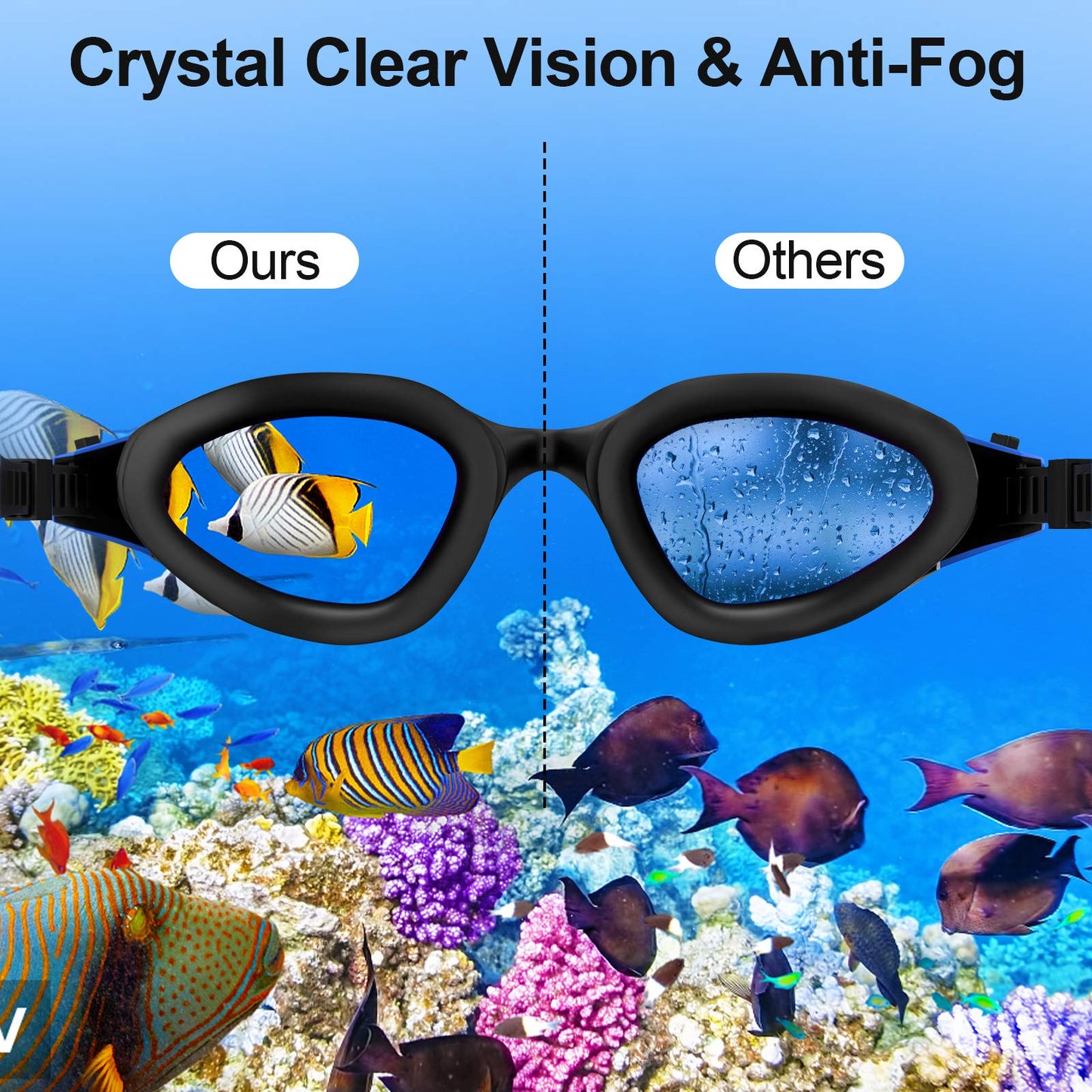 Aegend Polarized Swim Goggles, Swimming Goggles Anti-Glare Anti-Fog Adult