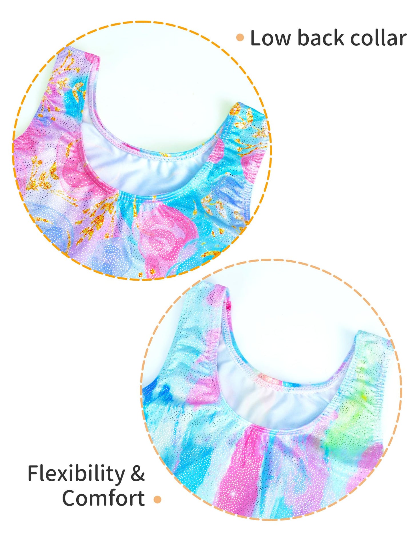 Nokecina Girls Leotards for Gymnastics with Shorts Size 7-8 Years Old Blue Rose Flowers Biketards Unitards Two Pack