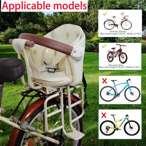 LHAUTE Rear Kid's Bike Seat,Rear Mounted Child Bike Seat Wraparound Attachment for Adult Bike with Armrest Harness and Pedals,Toddler Bike Seat for Child Ages 6 Months to 6 Years(Up to 110lb)