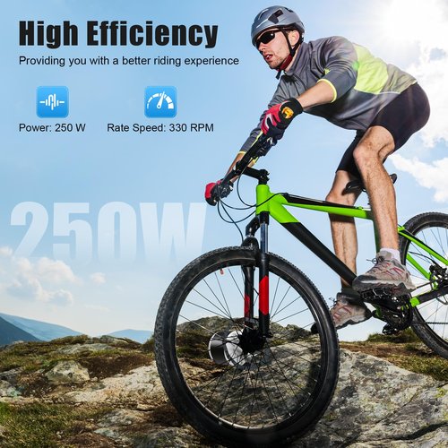 siohdagu 250W Electric Bike Conversion Kit with Freewheel, Universal 24V ATV Motor Kit, with Brush Controller, Toothed Disc, Twist Throttle, High-Performance E-Bike Tool(Black, Silver)