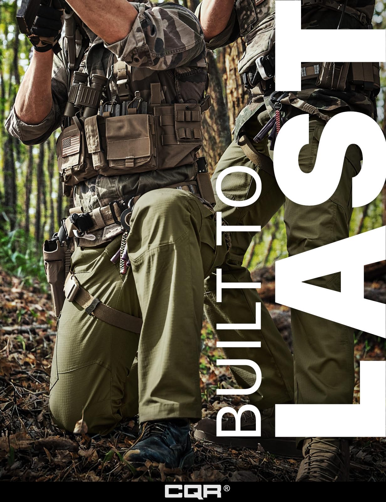 CQR Men's Tactical Pants, Water Resistant Ripstop Cargo Pants, Lightweight EDC Work Hiking Pants, Outdoor Apparel, Raider Soil Green, 34W x 30L