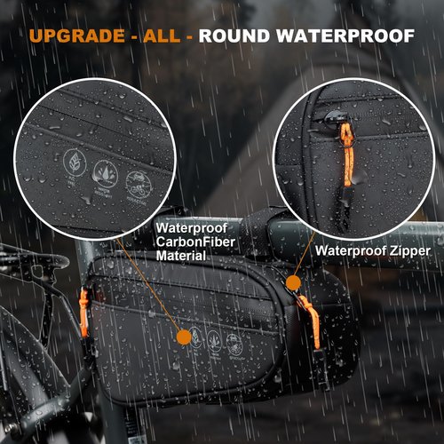 NDakter Bike Triangle Frame Bag, Bicycle Storage Pouch with 2 Side Pockets, 3-in-1 Top Tube Bags for Phone, Waterproof Cycling Tool Accessories Pack for MTB Mountain Road Bikes（1.2L）
