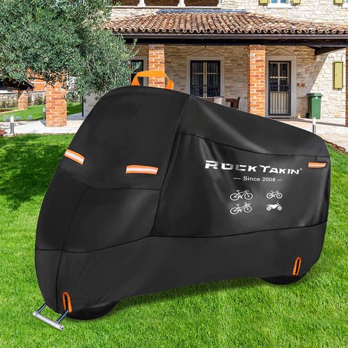 Bike Cover for 1 Bike Outdoor Waterproof, 300D Oxford Heavy Duty Bicycle Cover Rain Dust UV Wind Proof Bike Tarp with Reflective Strips Storage Bag for Mountain Road Electric Bike