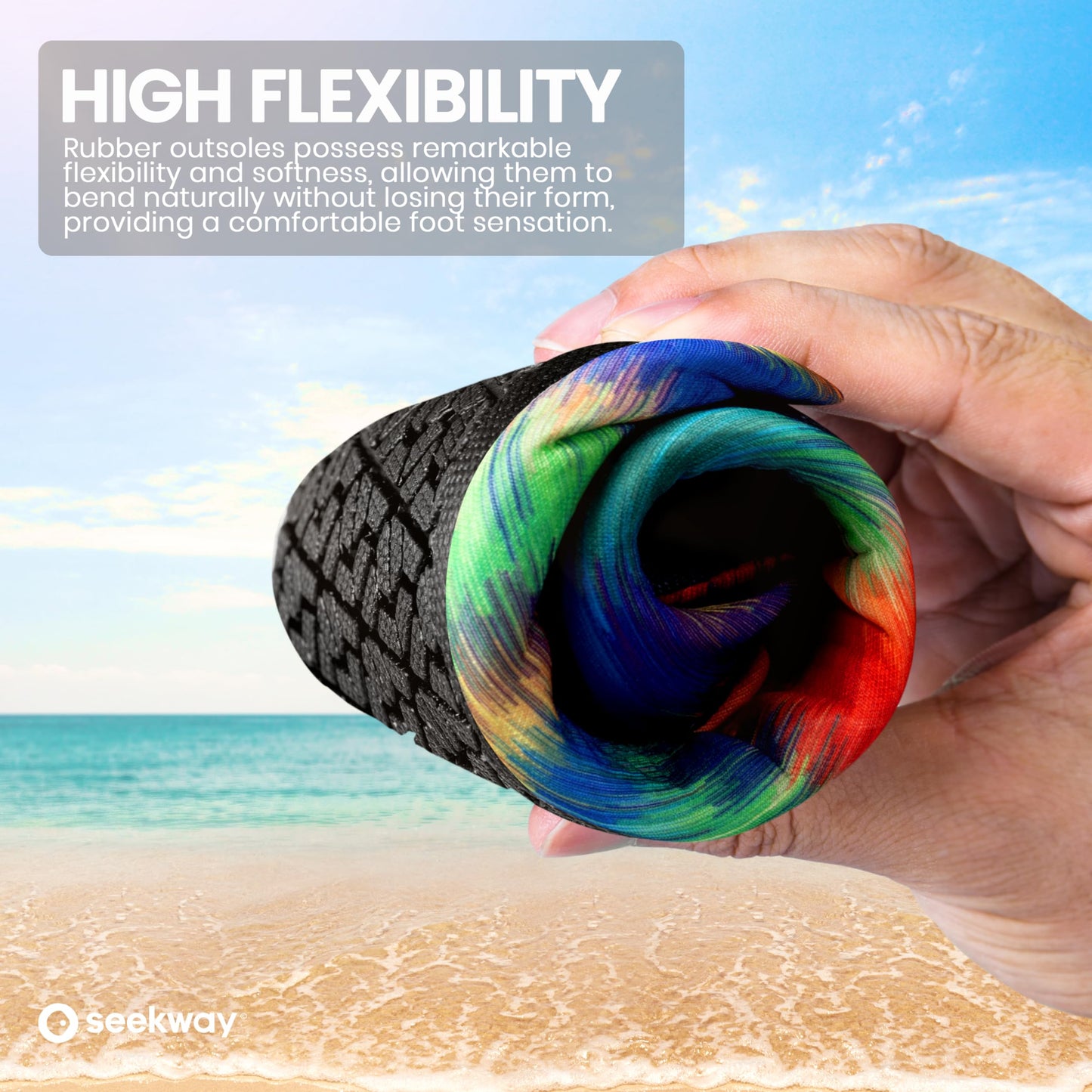 SEEKWAY Water Shoes Women Men Adult Quick-Dry Aqua Socks Barefoot Non Slip for Beach Swim River Pool Lake surf Black SK002(U)