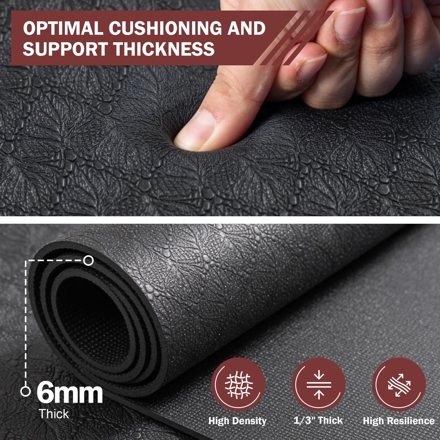 Stepwaver Extra Large Exercise Mat, 6'x4' (6mm) Thick Workout Mat for Home Gym & Garage Flooring, Shoe-Friendly, Non-Slip, Ultra Durable, Thick Large Workout Mats for Home Workouts