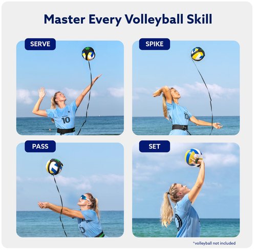 MOTOMY Volleyball Training Equipment Aid ‘VolleyPal’ – Solo Rebounder Trainer for Serve, Spike, Set & Pass; Indoor and Outdoor Practice Gear Gift for Beginners & Experts