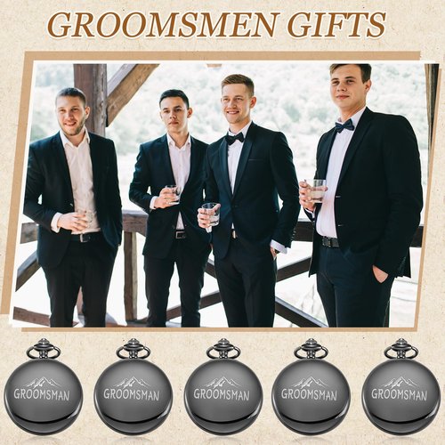 Anglechic 5 Pcs Groomsman Gifts for Wedding Engraved Pocket Compass Brides Man Proposal Gifts Compass Wedding for Groomsman Outdoor Hiking Camping Hunting Souvenir Travel Nautical Decorations