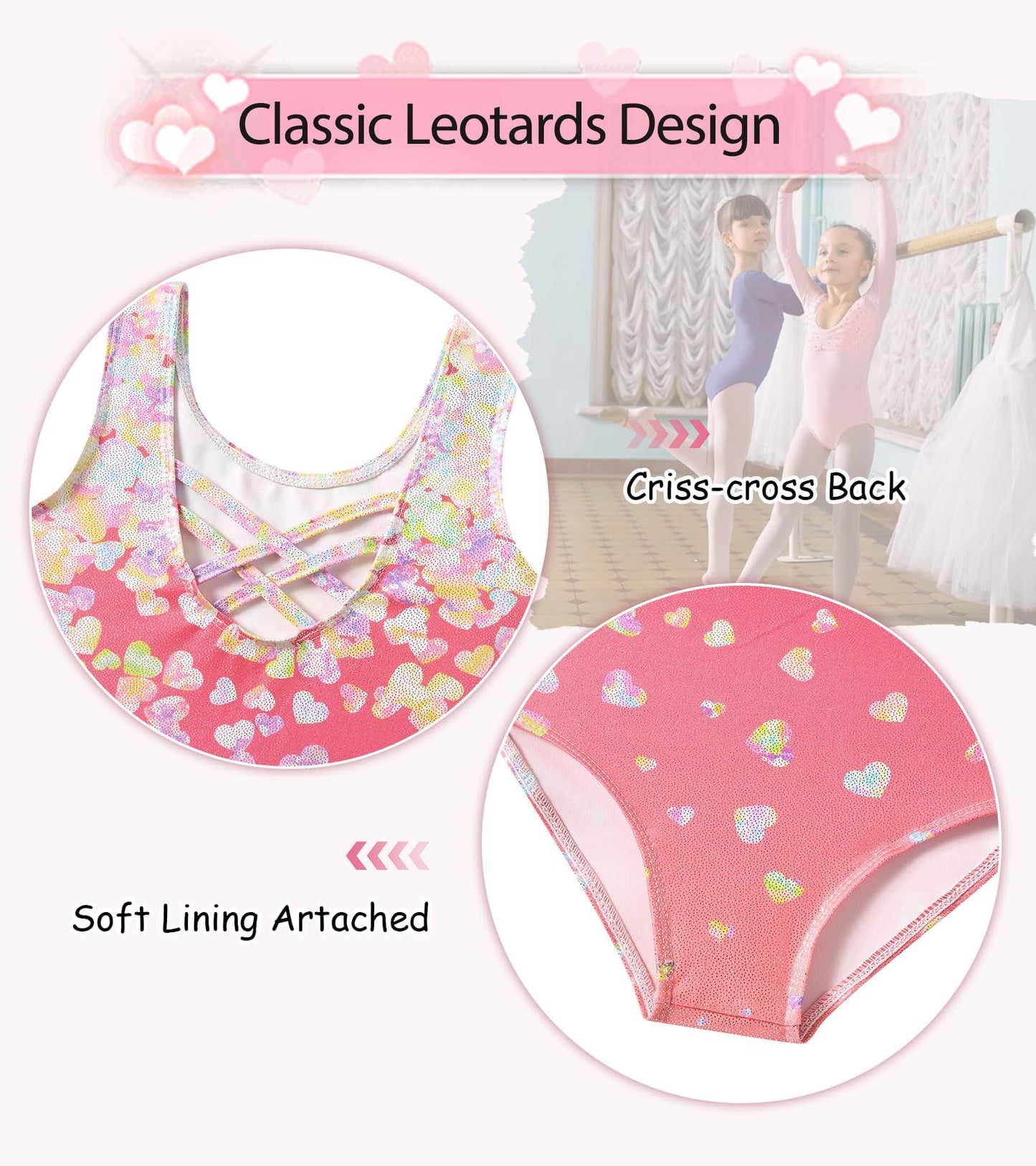 Idgreatim Leotards for Girls Gymnastics 6T 7T Ballet Leotard Outfits with Removable Skirt Hollow Back Dance Dress with Hair Scrunchie