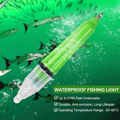 Green Underwater Fishing Light, 3 pcs / 5 pcs Deep Drop LED Waterproof Light Night Fishing Bait Lure Attractant Lamp 4.7in, 6.7in