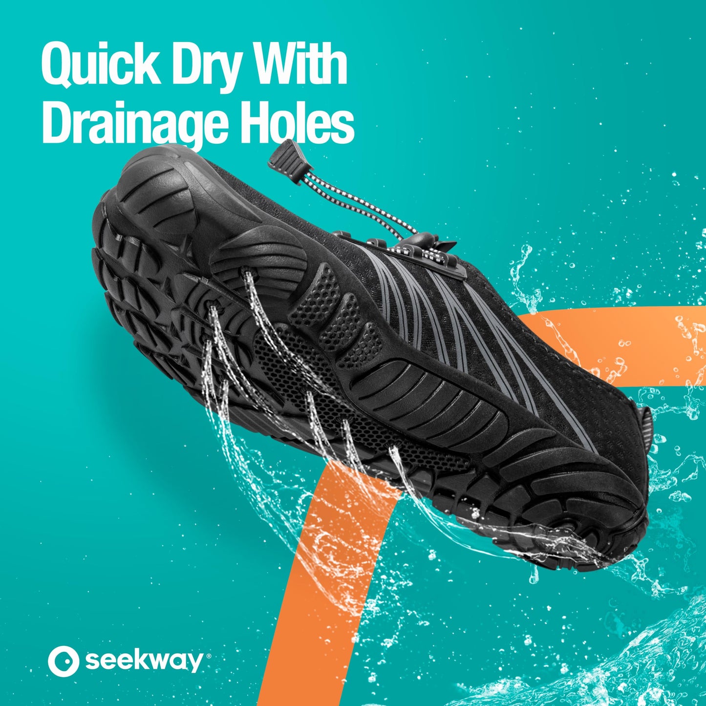 SEEKWAY Water Shoes Men Women Adult Quick-Dry Aqua Sock Barefoot for Beach Swim River Pool Lake Hiking Kayaking Surfing SP001(U) 406Black Size 10.5 Women/8.5 Men