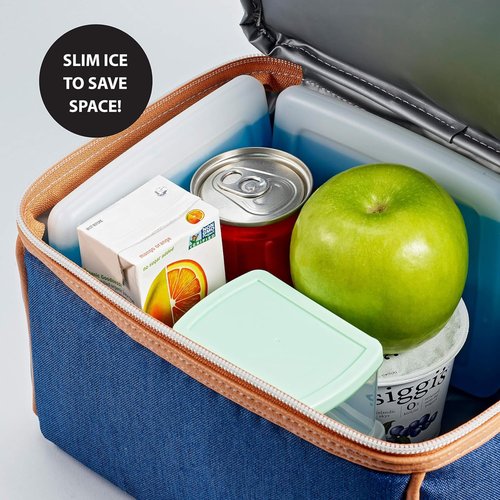 Cool Coolers by Fit + Fresh, 4 Pack Slim Ice Packs, Space Saving Reusable Ice Packs for Lunch Boxes or Coolers, Blue, Single Pack