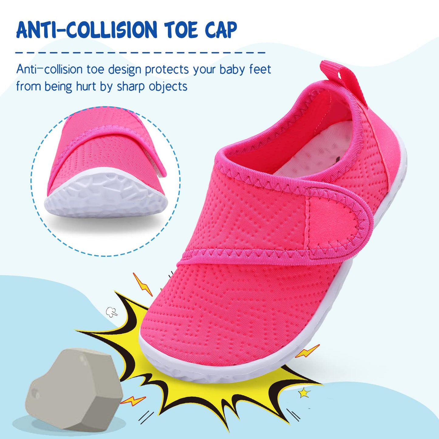 LeIsfIt Boys Girls Water Shoes Kids Aqua Socks Toddler Quick-Dry Swimming Shoes Non-Slip Summer Shoe for Beach Pool Surf, Dark Pink, 8 Toddler
