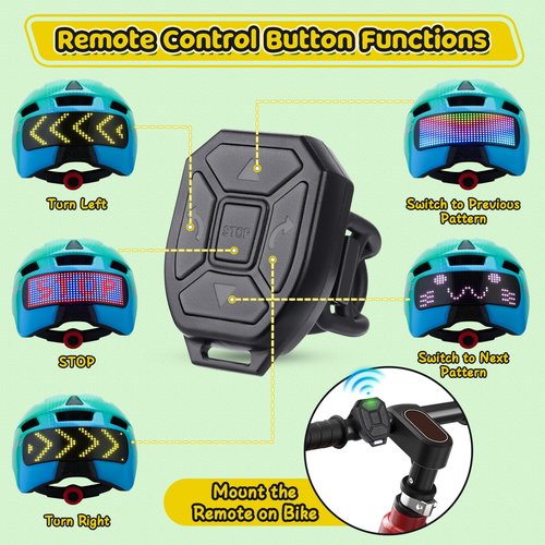 Kids Helmet, Bike Helmets with Upgrade LED Display, High Visibility, 64 Patterns, Turning & Stop Signal Light, Helmet for Kids 3-5, 5-8, 8-14, Adjustable for Youth Boys Girls, Safety Cycling, Scooter