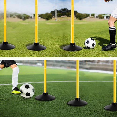 MEILANHUI Soccer Agility Poles, 6Pcs Agility Poles with Rubber Bases and Bag Detachable Agility Training Equipment for Football, Rugby, Basketball, Indoor & Outdoor