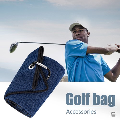 Mile High Life Tri-fold Golf Towel | Premium Microfiber Fabric | Waffle Pattern | with Heavy Duty Carabiner Clip | Golf Towel for Men and Women (NavyGolf Towel)