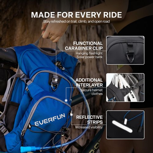 Everfun Hydration Backpack 18L Hiking Water Backpack with 2L Water Bladder, Women Men Hydration Pack Insulated Daypack Lightweight Hydropack with Rain Cover for Hiking, Biking, Running, Festivals