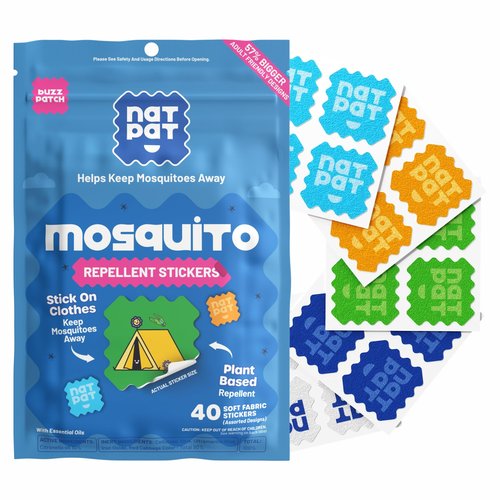 NATPAT BuzzPatch Mosquito Patches for Adults - Plant-Based Mosquito Patches, Non Toxic - The Original All Natural Citronella Essential Oil Insect Patch(40 Pack)