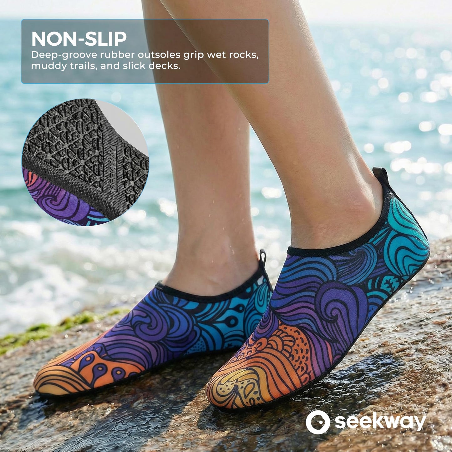 SEEKWAY Water Shoes Barefoot Aqua Socks Quick-Dry Non Slip Shoes for Beach Swim Pool River Boating Surf Women Men Bird SK002(U)