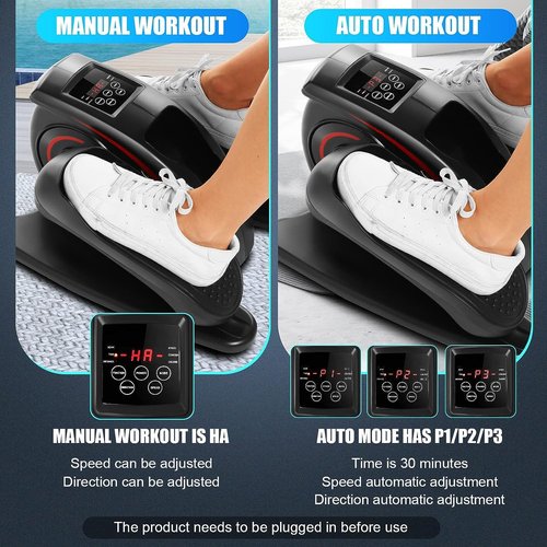 ANCHEER Under Desk Elliptical Machine - Quiet Pedal Exerciser for Seniors, Office & Home, Low-Impact Seated Leg Workout Equipment, Smart LCD Display, Remote Control(Black)