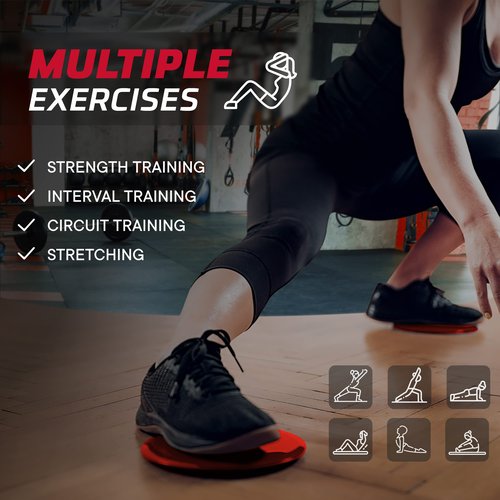 Celebrita Pair of Gliding Discs Core Sliders Ab, Back, Hip, and Leg Exercise Gear for Gym, Home, Yoga, Pilates | Strengthen Abdomen, Burn Fat, Improve Balance (Red)