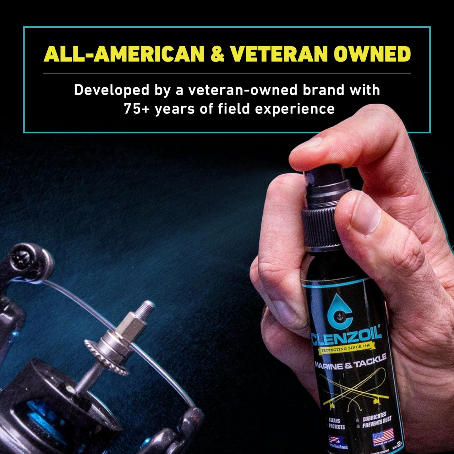 Clenzoil Marine & Tackle - Fishing Gear Oil Lubricant - for Fish Care Reels, Boat Motors, Downriggers & More - Easily Oils Applicator (Fishing Reel Oil)