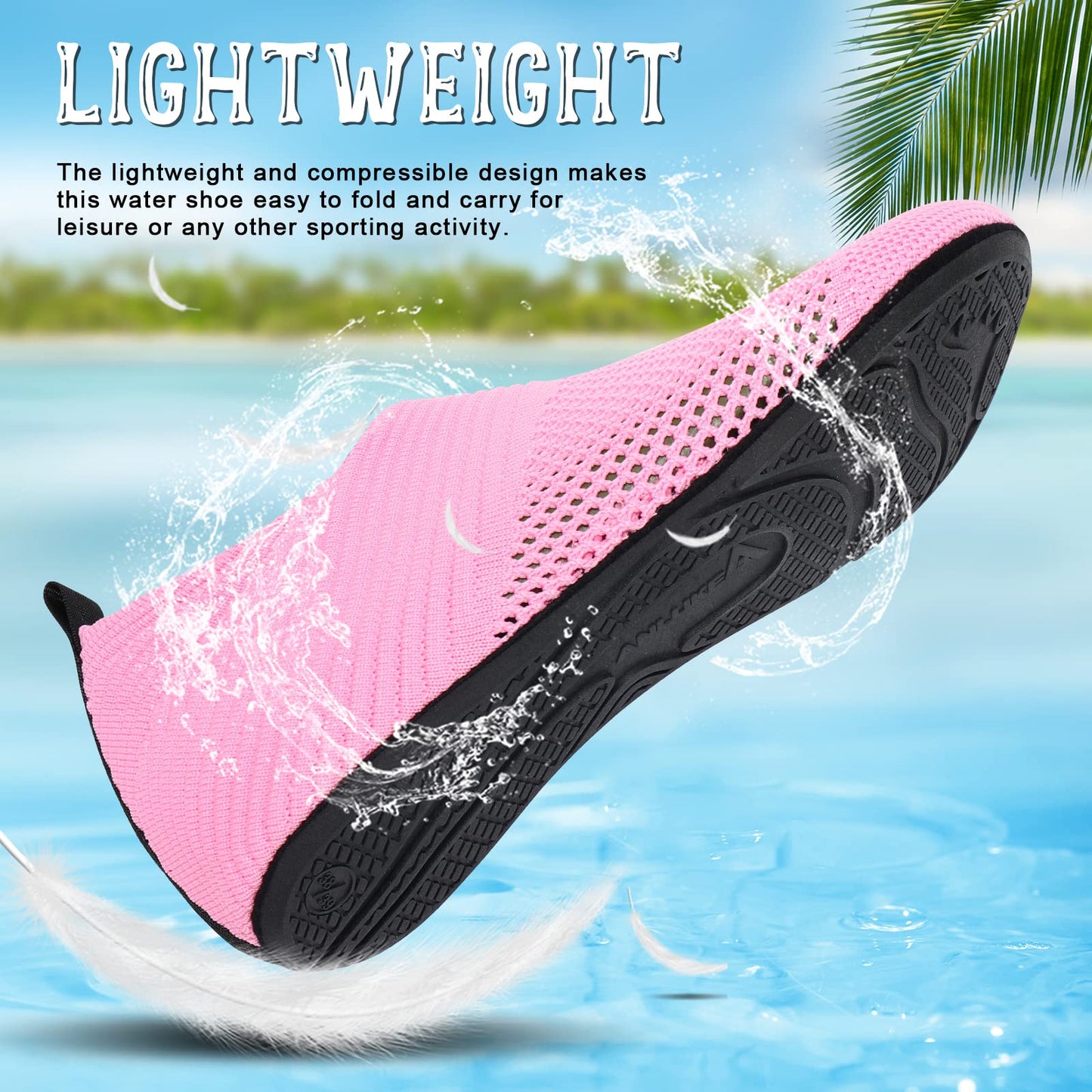 ANLUKE Barefoot Quick-Dry Water Sports Shoes Aqua Socks for Swim Beach Pool Surf Yoga for Women Men (42/43, KPink)