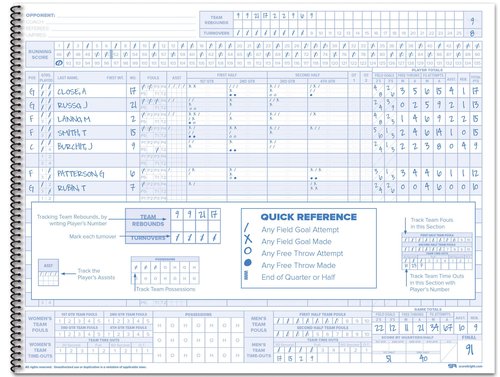 Score It Right Basketball Scorebook – 16-Player Men’s and Women’s Basketball Score Keeping Book – Basketball Game Score Book for Individual and Team Stats – 9.25 x 12-inch Hardcover Book