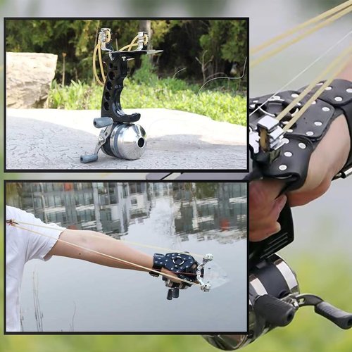Fishing Slingshot Set for Outdoor Hunting - Versatile Slingshot with Stainless Steel Reel, Fish Darts, and Line Slot Plate, Switchable Between Fishing and Regular Modes