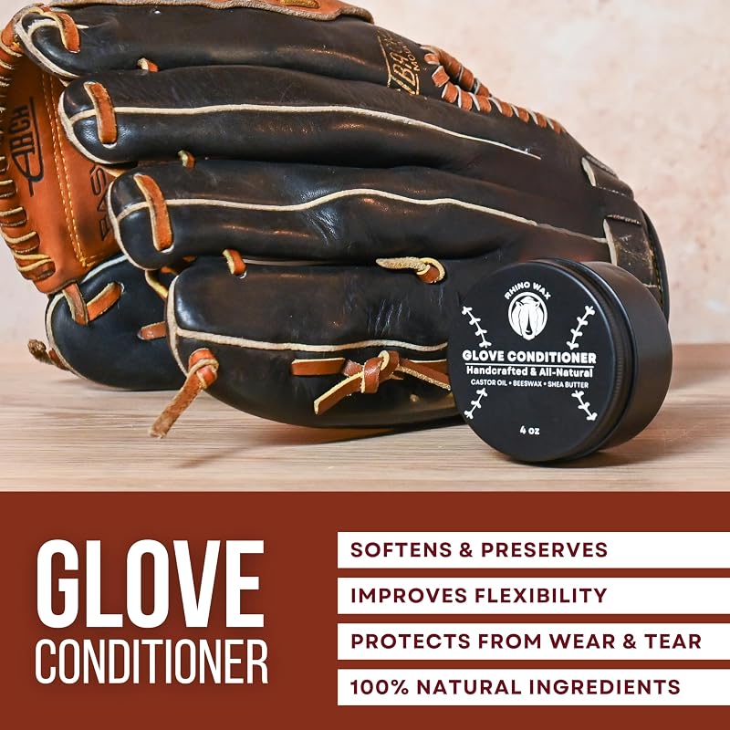 Rhino Wax Baseball Glove Conditioner 4 oz — Leather Break-In, Protect & Restore