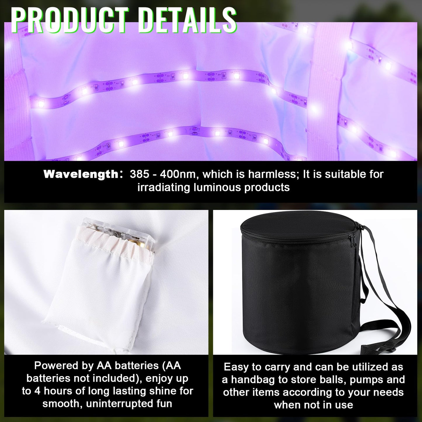 Hiboom 6 Pcs Glow in the Dark Baseball Base Set, 12 inch Quick Glow Charger Bag, Home Plate, Pitcher's Rubber for Kickball Softball Dodgeball in the Dark Game, for Playground Camping Yard Beach