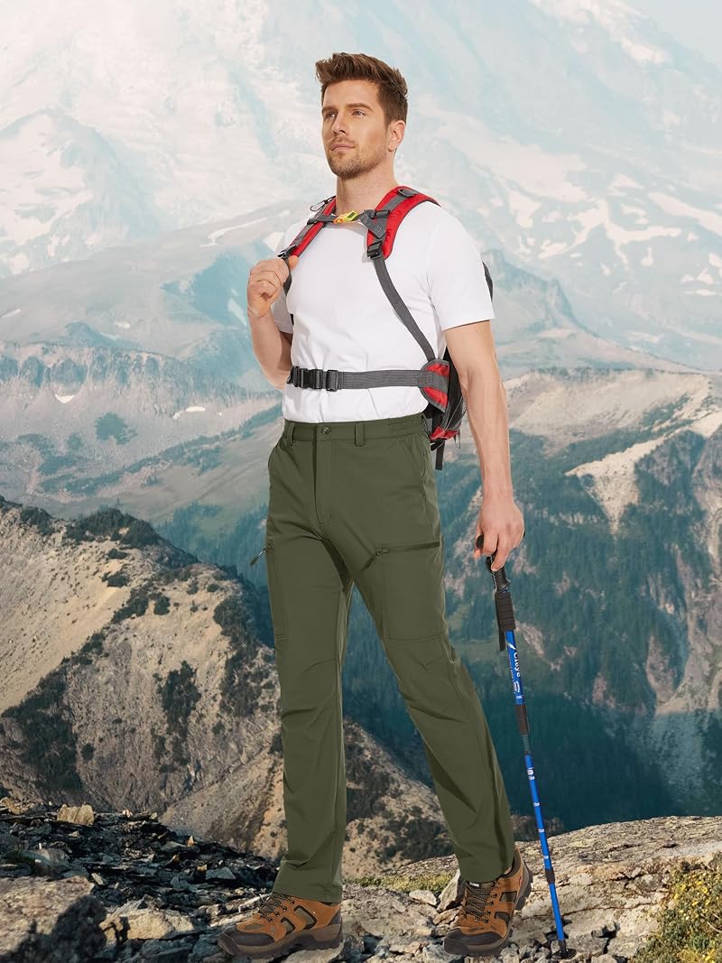 Magcomsen Men's Hiking Pants, Water-Resistant Ripstop 6-Pocket, Lightweight Quick Dry Army Green