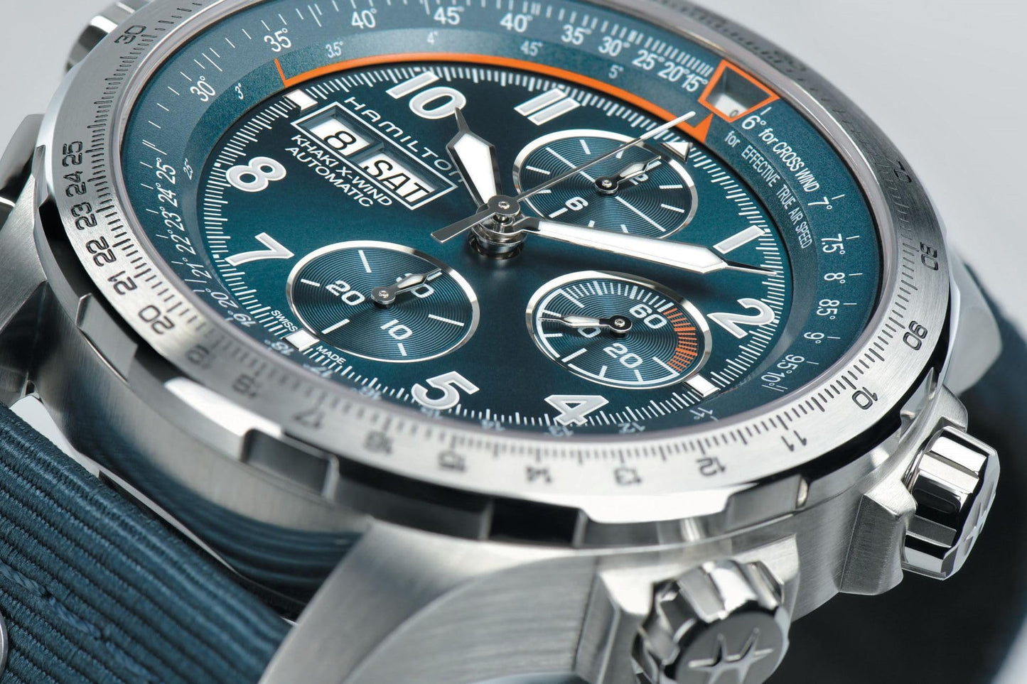 Hamilton Khaki Aviation Automatic Men's Watch, 45mm Stainless Steel Case, Swiss Made, Blue Dial Analog Wrist Watch for Men, 100m Waterproof, Sapphire Crystal, Textile Strap