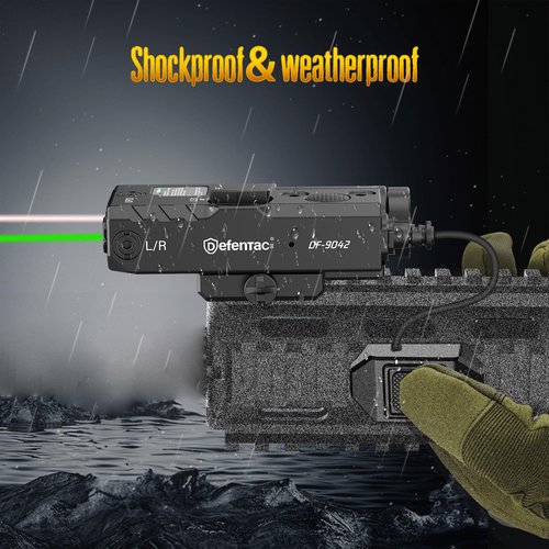 Defentac Mlok/Picatinny Mounted Dual Laser Sight with Green & IR Laser Options - Strobe, Aluminum, Replaceable Battery