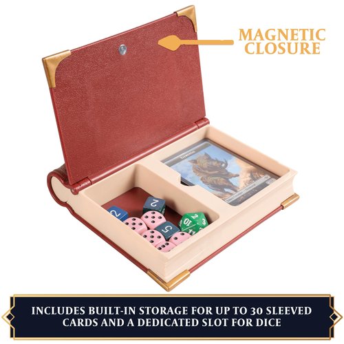 MTG Commander EDH Command Zone/Tray for Magic The Gathering -With Damage, Cast & Life Counters. Store your Commander Deck's Dice & Tokens inside (up to 30 Sleeved Cards)- MTG Accessories Gift. (Red)