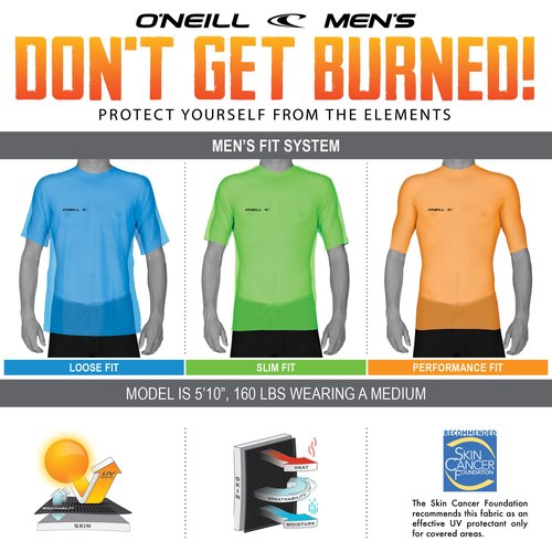 O'Neill Wetsuits Men's Standard Hybrid Short Sleeve Sun Shirt, Cadet Blue, X-Large