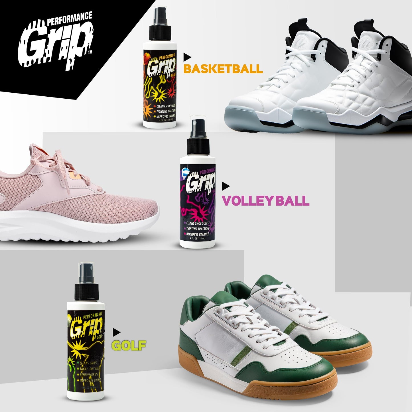Performance Grip Basketball Shoe Spray 8 Oz – Grip Spray for Basketball Shoes Bottom – Non-Sticky Mist That Rejuvenates Soles & Boosts Traction