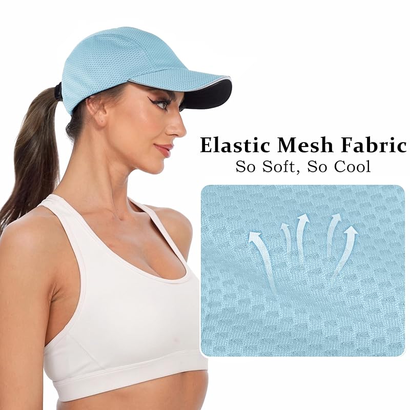 GADIEMKENSD Women’s Race Day Running Cap Light Blue 6 5/8-7 1/2 - Lightweight Mesh Hat