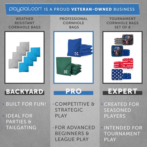 Play Platoon Professional Cornhole Bags - Set of 8 Regulation All Weather Two Sided Improved Bean Bags for Pro Corn Hole Game - 4 Red & 4 Black