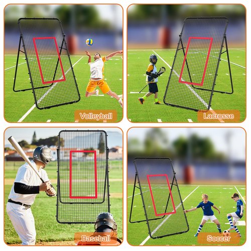 Adjustable Volleyball Rebounder Net 7x4 FT, Steel Frame & High-Tension PE Netting, Durable & Portable Volleyball Training Equipment Practice for Improving Volleying, Bumping, Spiking Skills (Black)
