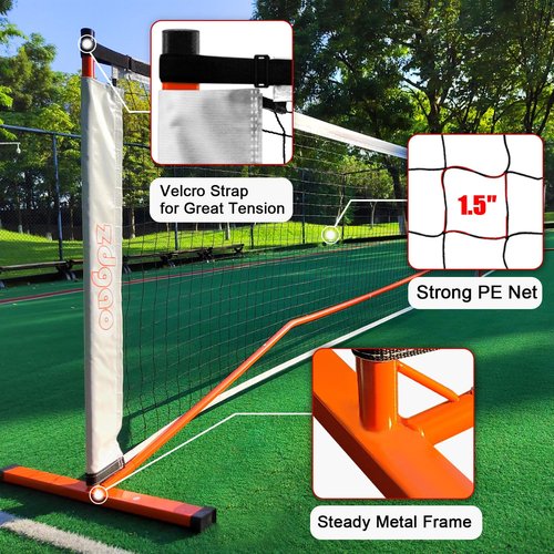 Zdgao Pickleball Net for Driveway with 4 Pickle Balls, 22FT Pickleball Net Regulation Size with Carrying Bag and Weather Resistance Strong Steel Fram