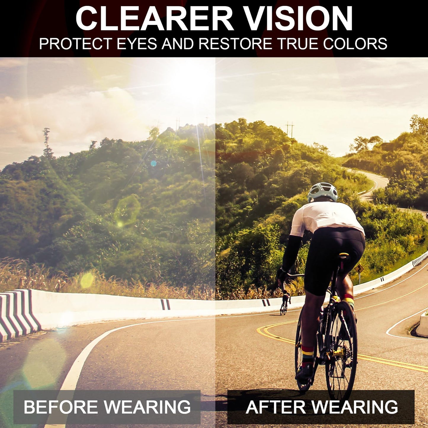 ROIBEAO Professional Cycling Glasses for Men Women, Sports Sunglasses UV Protection for Baseball Cycling Running Driving Fishing Glof, Mountain Bike Sunglasses Youth Adults for Outdoor Sports