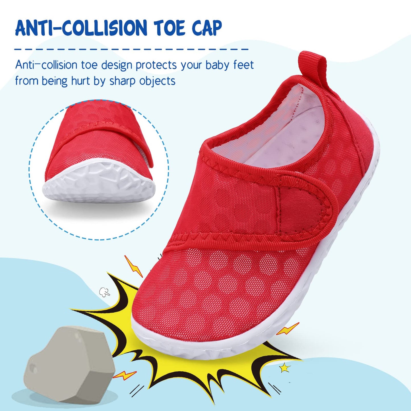 LeIsfIt Boys Girls Water Shoes Kids Aqua Socks Toddler Quick-Dry Swimming Shoes Non-Slip Summer Shoe for Beach Pool Surf, Red, 8 Toddler