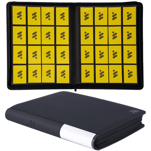 MORABTO Card Binder 16 Pocket,Trading Card Binder Holds up to 1408 Cards with 44 Sleeves,Zipper Card Holder Album Compatible with TCG/Sports Cards Black