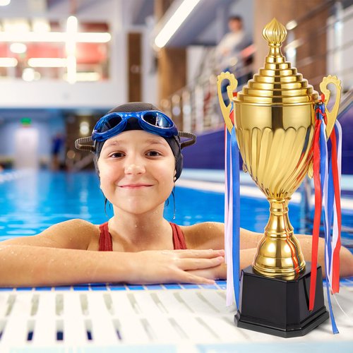 Caydo 16.3Inch Gold Award Trophy Large Winner Trophy Cup with Golden Pen for Kids and Adults for Sports, Competitions, Tournaments