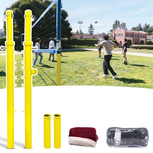 Volleyball Poles, Badminton and Volleyball Post,8ft Professional Standard Volleyball Poles,6 Adjustable Heights