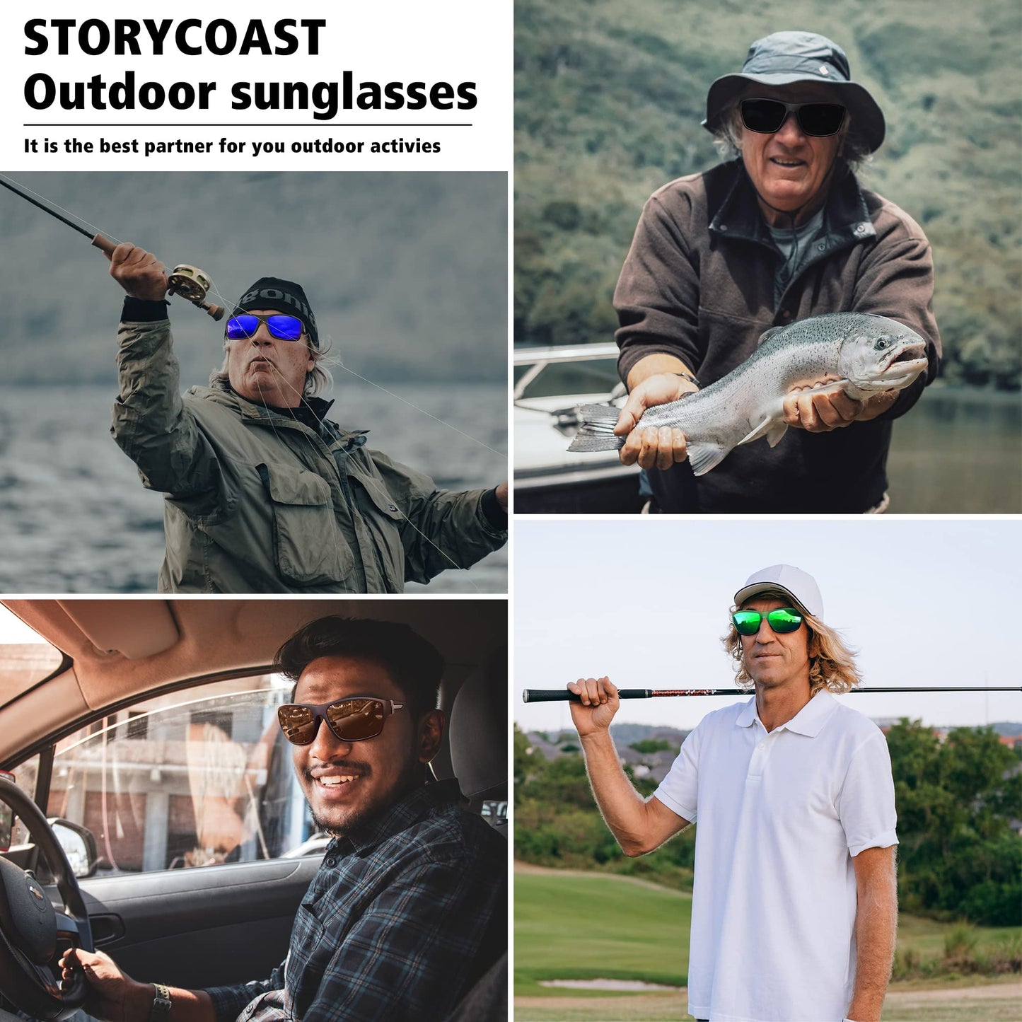 STORYCOAST Polarized Sports Sunglasses for Men Women Unbreakable Frame Cycling Fishing Driving 2Pack Black+Brown