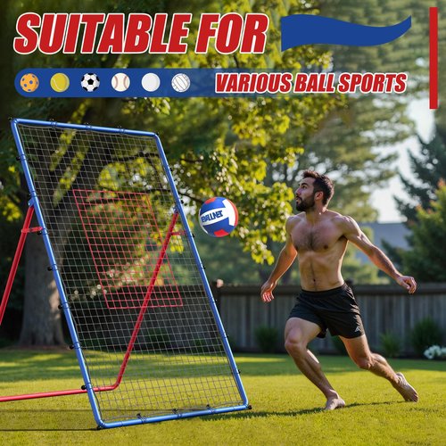 BALLNET Professional Volleyball Rebounder Net,Volleyball Net Size 7×4FT,with 5-Speed Adjustable Angle Volleyball Training Equipment,Anti-Slip Base Design,Improve Volleying,Bumping,Spiking Skills