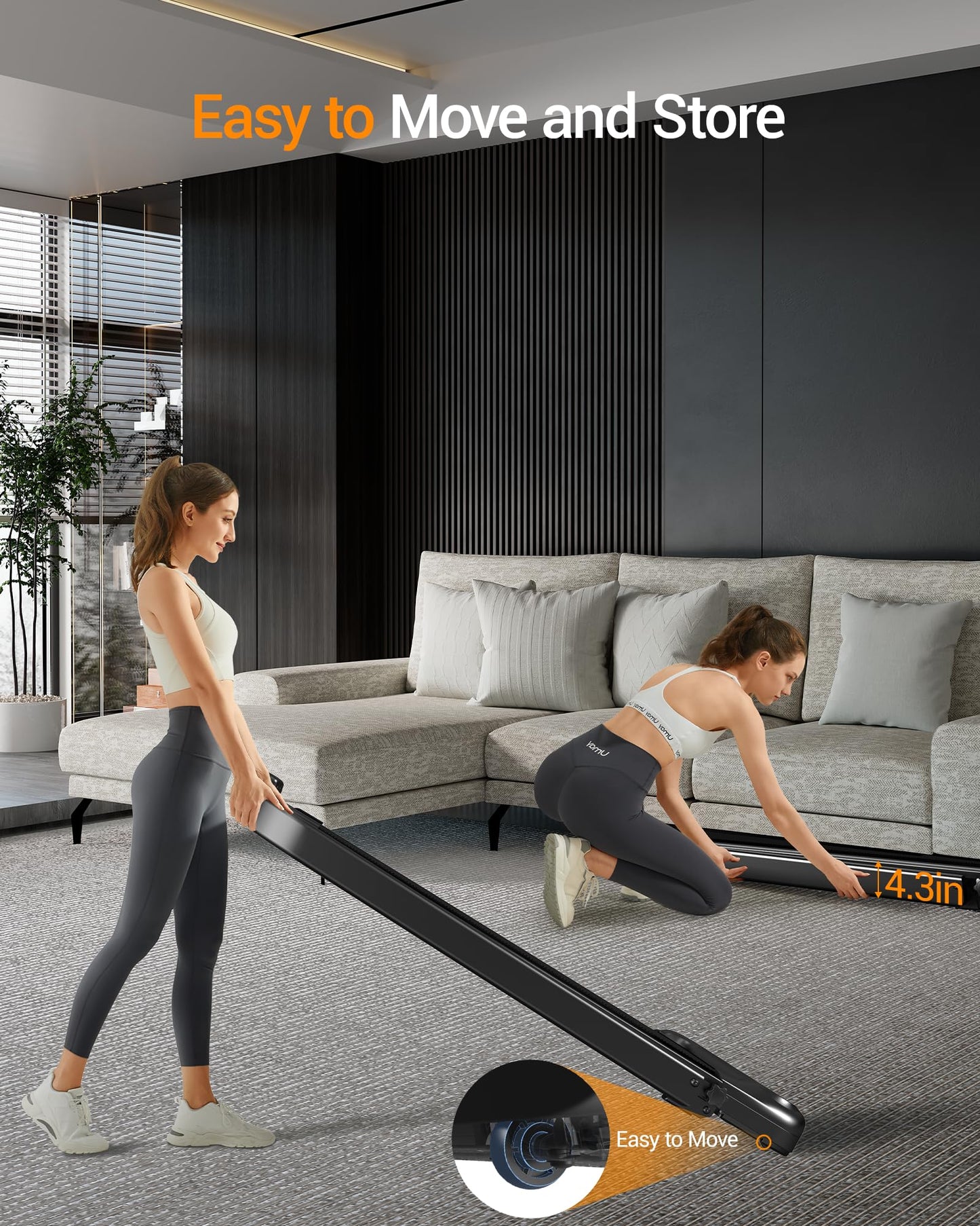 Walking Pad with 17% Incline Upgrade Portable Treadmill for Home Small Space 300LBS with Remote Control