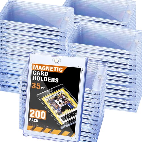 XccMe 200ct Magnetic Card Holder for Trading Cards,35pt One Touch Card Holder,UV Protectors Hard Plastic,Display Card Case,Baseball Cards Holder for Sports,Football,Game,MTG (200 PACK)
