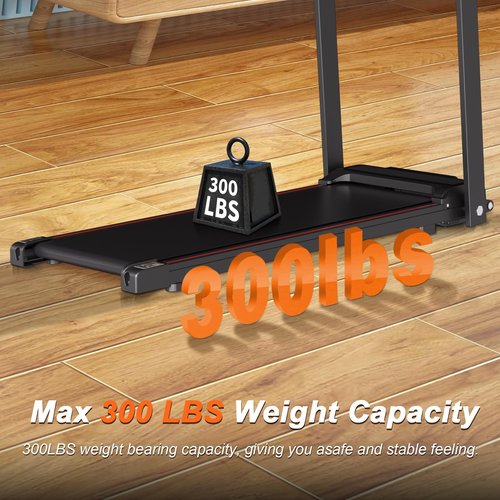 Foldable Treadmill with Handles Treadmills for Home Small Spaces 3 HP Walking Pad Treadmill with Handle Bar Folding Treadmills Quiet Walking Machine, 300LBS Capacity, Portable Small Home Gym (Black)